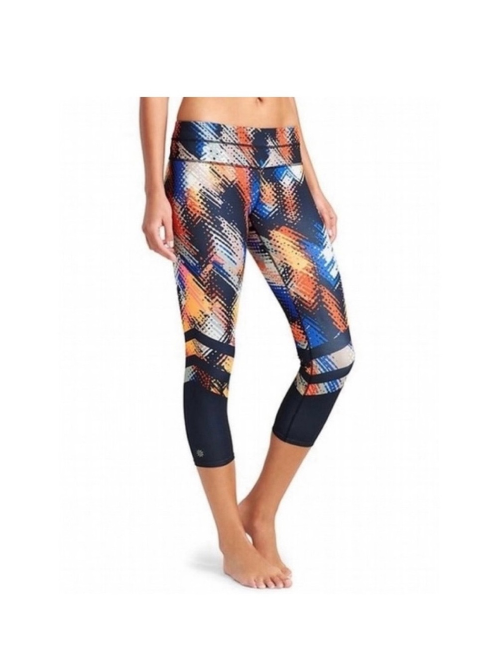 Athleta Blue Orange Navy Multi-Color Printed Capris